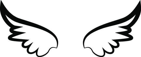 Fototapete - Angel Wings icon collection. Cartoon hand-drawn vector illustration. Set of Sketch Angel Wings.