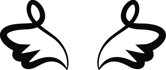 Fototapete - Angel Wings icon collection. Cartoon hand-drawn vector illustration. Set of Sketch Angel Wings.