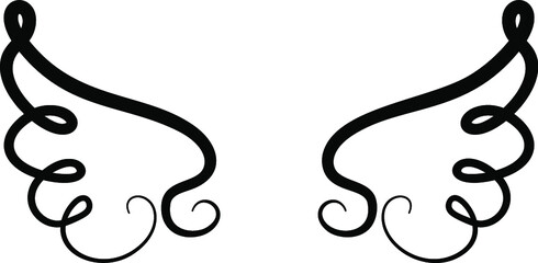 Fototapete - Angel Wings icon collection. Cartoon hand-drawn vector illustration. Set of Sketch Angel Wings.
