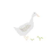 Vector Illustration Art Cross Stitch Duck, Element Embroidery