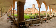 FERRARA, ITALY - NOVEMBER 9, 2021: The Cemetery Certosa Di Ferrara And Church Chiesa Di San Cristoforo.