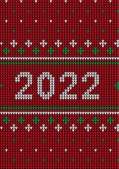 Canvas Print - New Year Seamless Knitted Pattern with number 2022. Knitting Sweater Design. Wool Knitted Texture. Vector illustration