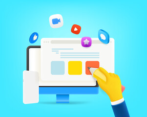 Aufkleber - Internet creative concept. 3d style vector illustration