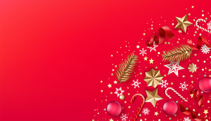 Aufkleber - Christmas greeting card with holiday decoration