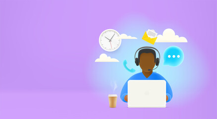 Poster - Hotline support concept. Vector banner with copy space