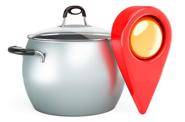 Poster - Saucepan with map pointer. 3D rendering