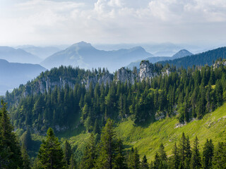 Poster - View over the mountains of the Chiemgau Alps in upper Bavaria. Europe, Germany, Bavaria