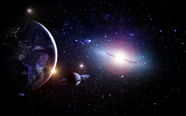 Wall Mural - planets and galaxy in outer space. elements of this image furnished by nasa