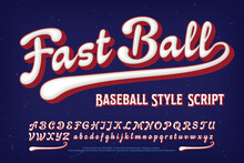 Fast Ball Is A Baseball Or Sport Style Script Alphabet With Rounded 3d Effects And A Deep Red Drop Shadow. Good Alphabet For Sports Team Logos, Insignias On Sportswear, Jerseys, Etc.