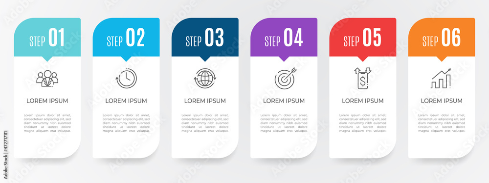 Modern timeline infographic template 6 steps Stock Vector | Adobe Stock