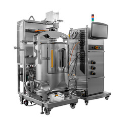 Aufkleber - Pressure equipment, chemical or pharmaceutical factory or plant workshop with metal industrial manufacturing production equipment isolated on white