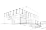 Fototapeta Paryż - House project architectural drawing 3d illustration