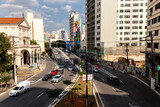 Fototapeta  - Sao Paulo, Brazil, November 17, 2021. Traffic on Francisco Matarazzo Avenue in west side of Sao Paulo city