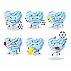 Poster - Blue love candy cartoon character working as a Football referee