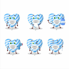 Sticker - A picture of blue love candy cartoon design style keep staying healthy during a pandemic