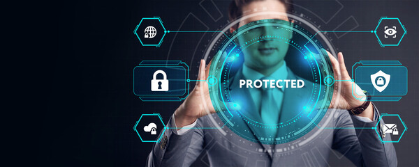 Wall Mural - Cyber security data protection business technology privacy concept.