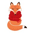 Vector doodle cute fox in scarf