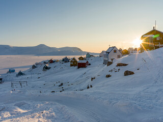 Poster - The traditional and remote Greenlandic Inuit village Kullorsuaq located at the Melville Bay, in the far north of West Greenland, Danish territory