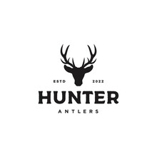 Deer Head Logo Vintage Style Hunting Club Symbol