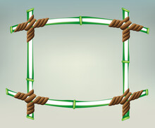 Silhouette Of A Square Frame Made Of Green Bamboo, Design Element