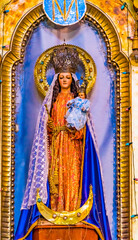 Sticker - Virgin Mary Jesus statue Basilica Church of San Cristobal, Puebla, Mexico. Church built in 1687.