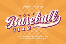 Editable Text Effect - Baseball Team Emblem Customized Vintage Style