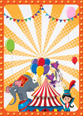 Wall Mural - Circus poster background with cartoon character