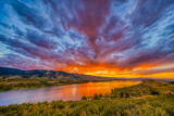 USA, Colorado, Fort Collins. Sunset over Horsetooth Reservoir.
