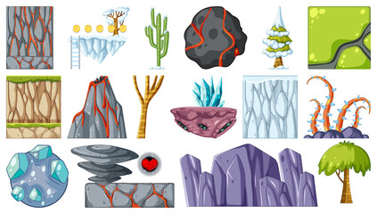 Wall Mural - set of isolated game objects and elements
