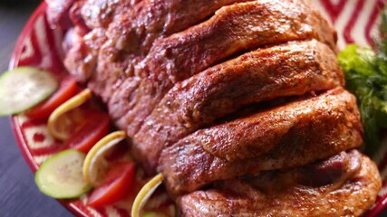 Poster - Beef chuck cut on slices with spices