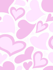 Vector cute pink seamless pattern with hearts. Wrapping paper for valentines day.