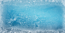 Frost Patterns On Frozen Winter Window As A Symbol Of Christmas Wonder. Christmas Or New Year Background.