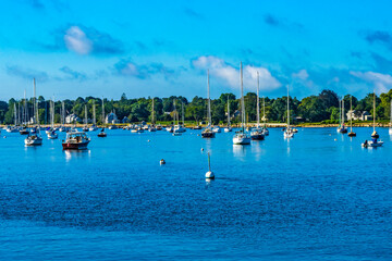 Sticker - Moorings sailboats, Padanaram Harbor, Buzzards Bay, Dartmouth, Massachusetts