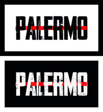 Palermo With Red Line. Grunge City Name Crossed With Red Line. Isolated On Both Black And White Background. T-Shirt Design Vector. City Name Shirt Design. Series Character Names.