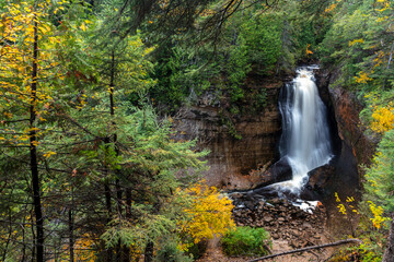 Wall Mural - Miners Falls in autumn at Pictured Rocks National Lakeshore, Michigan, USA