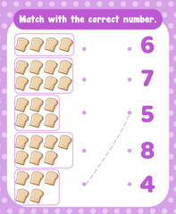 Wall Mural - Count and match numbers math worksheet template