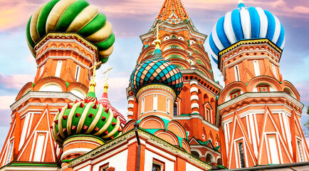 Poster - Domes of Saint Basil's (Pokrovsky) Cathedral in Moscow, Russia. 1561