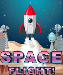 Wall Mural - space flight poster design with spaceship