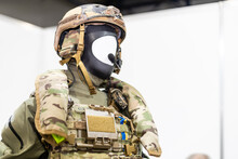 Mannequin In An Army Helmet And Bulletproof Vest