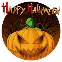 Poster - Happy Halloween with Jack o'lantern pumpkin