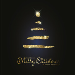 Wall Mural - minimalist modern christmas card with tree