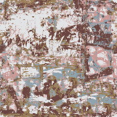 Wall Mural - Abstract seamless pattern in grunge style. Old dirty concrete wall with paint spots, dirt, mold and rust. Messy worned vector color background. Suitable for wallpaper design, wrapping paper or fabric