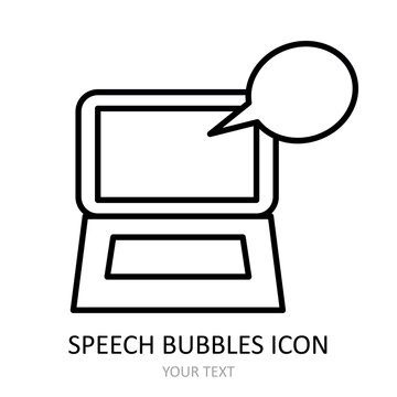 Vector illustration with speech bubbles icon. Outline drawing.