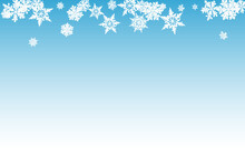 White Snowflake Panoramic Vector Blue Background.