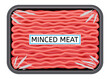 vector minced meat in plastic tray