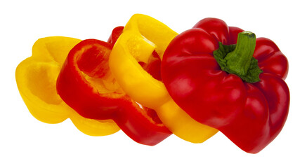 Sticker - Yellow and red peppers isolated on a white background.