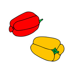 Wall Mural - Vector illustration of a red and yellow beautiful bright peppers Isolated on a white background