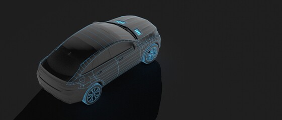 Poster - Autonomous driving concept illustration - 3d rendering
