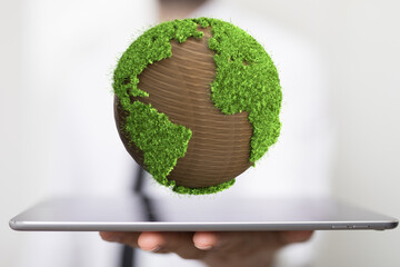 ecology concept of green earth globe made of leaves