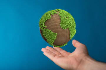 illustration with bold world map in green color